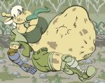  2021 after_vore anthro belly big_belly big_breasts breasts clothing duo female female_pred giraffe giraffid green_clothing luray_giraffe mammal overweight sitting virus-20 vore yellow_body 