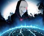  1boy bangs black_background black_hoodie city_lights closed_mouth commentary eyebrows_visible_through_hair from_side hood hood_up hoodie kaneki_ken koujima_shikasa male_focus profile red_eyes short_hair solo starry_background symbol-only_commentary tokyo_ghoul upper_body white_background white_hair 