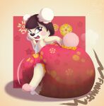absurd_res animal_crossing anthro bear big_diaper bodily_fluids brown_hair clothed clothing cotton_tail diaper diaper_fetish diaper_only diaper_use feces female flower fur fwump_(sound) hair hand_on_diaper head_tuft hi_res huge_diaper hyper_diaper looking_at_viewer mammal nintendo onomatopoeia open_mouth pekoe_(animal_crossing) pink_body pink_fur plant poofykitten pooping poopy_diaper rear_view red_diaper sharp_teeth signature soiled_diaper soiling soiling_diaper solo sound_effects square sweat teeth text tongue topless touching_diaper tuft unclean_diaper used_diaper watermark wearing_diaper yellow_body yellow_flower yellow_fur