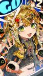  1girl absurdres against_glass animal_ears bangboo_(zenless_zone_zero) black_shorts cat_ears cropped_jacket fang green_eyes hand_on_glass highres jacket ju_fufu looking_at_viewer open_mouth patterned patterned_clothing patterned_hair shorts sitting thigh_strap yadu_nadu yellow_jacket zenless_zone_zero 