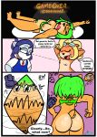activision ami_bandicoot anthro bandicoot big_breasts big_butt blonde_hair blue_body blue_eyes blue_fur blue_hair bra breasts buckteeth butt clothed clothed_anthro clothed_female clothing coco_bandicoot comic crash_bandicoot_(series) dialogue english_text female food freckled_face freckles fruit fully_clothed fully_clothed_anthro fully_clothed_female fur game_over game_over_screen gameplay_mechanics genitals green_hair group hair hi_res kaokaoarts mammal marsupial mechanical_hand muscular muscular_anthro muscular_arms muscular_female necktie nina_cortex nipples nude nude_anthro nude_female oddkao orange_body orange_fur partially_clothed partially_clothed_anthro partially_clothed_female plant pubes small_breasts speech_bubble teeth text trio underwear vulva wumpa_fruit