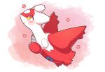  :o absurdres commentary english_commentary floral_print from_side full_body highres latias no_humans outline pink_background pokemon pokemon_(creature) sevi_(seviyummy) white_background white_outline yellow_eyes 