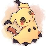  artist_name black_eyes brown_background commentary commission english_commentary full_body highres mimikyu no_humans pokemon pokemon_(creature) sevi_(seviyummy) solo watermark white_background 