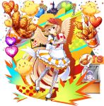  &gt;_&lt; 2girls alternate_costume animal apron baby_animal back_bow backpack bag balloon bird bird_tail bird_wings blonde_hair blue_hair boots bow brand_name_imitation bucket bucket_of_chicken castle chick chicken_(food) chicken_leg closed_mouth delivery doremy_sweet dress fast_food feathered_wings ferris_wheel food fried_chicken frilled_apron frilled_dress frills game_cg hand_on_own_cheek hand_on_own_face happy hat heart_balloon highres holding holding_bucket insulated_delivery_bag knee_boots lace-up_boots looking_at_viewer multicolored_hair multiple_girls niwatari_kutaka niwatari_kutaka_(crispy_chicken_delivery) official_art open_mouth orange_dress puffy_short_sleeves puffy_sleeves red_eyes red_hair red_hat roller_skates rotte_(1109) short_sleeves silhouette skates smile solo_focus speech_bubble striped_clothes striped_dress tail third-party_source thought_bubble touhou touhou_lostword transparent_background two-tone_dress two-tone_hair visor_cap waist_apron waist_bow whistle white_apron white_boots white_dress wings yellow_hat yellow_tail yellow_wings 
