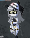 4:5 absurd_res accessory bikini clothed clothing digital_media_(artwork) disassembly_drone female fingers glitch_productions grey_hair hair hat hazard_stripes headgear headwear hi_res humanoid j_(murder_drones) jackintaro looking_at_viewer machine murder_drones not_furry robot robot_humanoid screen screen_face simple_background solo swimwear tail tailed_humanoid text two-piece_swimsuit url white_body yellow_eyes