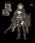  1girl absurdres ahoge artist_name black_pantyhose blonde_hair blue_eyes boots camouflage cannon fingerless_gloves full_body gloves goggles goggles_on_head highres looking_at_viewer m4_sherman m4a3e8 mecha_musume military military_uniform military_vehicle motor_vehicle original pantyhose personification sherman_(egnk2525) simple_background solo tank war_thunder world_war_ii 