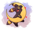  commentary crescent_moon full_body gradient gradient_background highres moon multicolored_background no_humans open_mouth outline pink_background pokemon pokemon_(creature) purple_background red_eyes sevi_(seviyummy) solo sparkle sparkle_background symbol-only_commentary umbreon white_background white_outline 