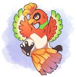  absurdres artist_name bird chibi commentary english_commentary full_body highres ho-oh no_humans open_mouth outline pink_background pokemon pokemon_(creature) red_eyes sevi_(seviyummy) watermark white_background white_outline wings 