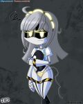 4:5 absurd_res accessory bikini clothed clothing digital_media_(artwork) disassembly_drone female fingers glitch_productions grey_hair hair hazard_stripes headgear headwear hi_res humanoid independence_day_(argentina) j_(murder_drones) jackintaro looking_at_viewer machine murder_drones not_furry robot robot_humanoid screen screen_face simple_background soccer_uniform solo sportswear swimwear tail tailed_humanoid text two-piece_swimsuit uniform url white_body yellow_eyes