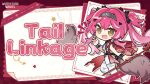  1girl armor black_bow bodysuit bow brown_tail chibi chibi_only english_commentary fang hair_between_eyes hair_bow hair_ornament hairband headgear highres long_hair looking_at_viewer lupa_(wuthering_waves) metal_hairband multiple_hair_bows official_art open_mouth pink_hair red_pupils smile solo star_(symbol) tacet_mark_(wuthering_waves) tail twintails v-shaped_eyebrows wolf_girl wolf_tail wuthering_waves yellow_eyes 