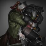 1:1 2025 2_horns absurd_res anal anal_penetration anthro anthro_on_anthro anthro_penetrated anthro_penetrating anthro_penetrating_anthro armor balaclava balls black_armor black_mask blonde_hair bodily_fluids bottomwear bottomwear_down breastplate brown_body brown_facial_hair brown_fur cable canid canid_demon canine clenched_teeth clothed clothing countershade_torso countershading cuisse cum cum_in_ass cum_inside demon duo ethoras eyes_closed facial_hair facial_piercing facial_spikes felid foreskin fur gauntlets genital_fluids genitals gloves green_clothing green_jacket green_topwear grey_body grey_countershading grey_fur hair handwear head_spikes hellhound hi_res horn hydraulics jacket machine male male/male male_penetrated male_penetrating male_penetrating_male mammal mask muscular muscular_anthro muscular_male mythological_canine mythological_creature mythology nose_piercing nose_ring pants pants_down partially_clothed penetration penile penile_penetration penis penis_in_ass piercing power_armor prehistoric_species red_eyes red_horn rerebrace ring_piercing saber-toothed_tiger saber_zelgrath_(character) saberzelgrath septum_piercing septum_ring sex shadow sideburns spikes spikes_(anatomy) tail tan_body tan_fur teeth topwear tusks underwear underwear_down vambrace vein veiny_penis white_clothing white_underwear x-ray_view