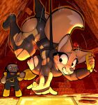 2025 anthro axe big_breasts big_butt black_latex bodily_fluids bodysuit breasts butt canid canine caught clothed clothed_anthro clothed_male clothing crossover diane_foxington domestic_pig dreamworks duo eyebrow_piercing facial_piercing female fluffy fluffy_tail fox foxgumie fur gold_(metal) gold_ingot hi_res holding_axe holding_object huge_breasts latex latex_bodysuit latex_clothing latex_skinsuit lava male mammal microsoft minecraft mojang nervous_smile nipples orange_body orange_fur piercing piglin skinsuit suid suine sus_(pig) sweat tail the_bad_guys tight_clothing torn_bodysuit xbox_game_studios