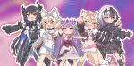  &gt;_&lt; 5girls :d animal_ear_fluff animal_ears asymmetrical_horns belt black_boots black_coat black_hair black_horns black_jacket black_skirt blonde_hair blue_eyes blue_hairband blush boots breasts chest_jewel clenched_hand coat copyright_name cropped_jacket cropped_shirt demon_horns dog_ears dog_girl dog_tail dress english_commentary feet_out_of_frame fishnet_kneehighs fur-trimmed_coat fur-trimmed_jacket fur_trim fuwawa_abyssgard fuwawa_abyssgard_(1st_costume) grin group_picture hair_ornament hairband highres holoadvent hololive hololive_english horns jacket jewelry koseki_bijou koseki_bijou_(1st_costume) kukie-nyan large_breasts long_hair looking_at_viewer meme mococo_abyssgard mococo_abyssgard_(1st_costume) multicolored_hair multiple_girls multiple_rings nerissa_ravencroft nerissa_ravencroft_(1st_costume) official_art one_eye_closed pink_belt pink_hairband purple_background purple_eyes purple_hair red_eyes ribbon ring shiori_novella shiori_novella_(1st_costume) shirt shorts skirt smile split-color_hair sticking_out_your_gyatt_for_the_rizzler_(meme) tail tassel tassel_hair_ornament tiara two-tone_hair uneven_horns virtual_youtuber white_dress white_hair white_ribbon white_shirt white_shorts yellow_eyes 