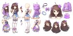  1girl ahoge animal_hood antennae blob bow bracelet brown_eyes brown_hair cat_hood centi_(nimu) character_sheet choker clothes_around_waist color_guide dress expressions eyeliner footwear_bow glitchrod gradient_dress hair_bow hair_ornament hood hooded_jacket indie_virtual_youtuber jacket jacket_around_waist jewelry leg_garter loafers long_hair makeup moon_print nimu_(vtuber) off_shoulder official_art pinafore_dress platform_footwear pleated_skirt poses purple_bow purple_jacket second-party_source shirt shoes skirt star_(symbol) star_hair_ornament sun_print sun_symbol suspenders thighhighs virtual_youtuber wavy_hair white_footwear white_legwear white_shirt 