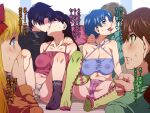  2boys 4girls aino_minako bishoujo_senshi_sailor_moon black_socks black_sweater blonde_hair bow breasts brown_pants cameltoe chiba_mamoru cleavage collarbone covered_nipples crop_top dress_shirt embarrassed french_kiss furuhata_motoki green_shirt green_thighhighs hair_bow halterneck hino_rei kino_makoto kiss midriff mizuno_ami mizuryu_kei multiple_boys multiple_girls navel orange_shirt pants red_bow shirt shorts smile socks sweat sweater thighhighs white_shorts 