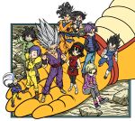  4girls 6+boys android_18 black_hair black_pants black_shirt blue_bodysuit blue_pants blue_sash blue_shirt blue_vest bodysuit bulma denim dragon_ball dragon_ball_super dragon_ball_super_super_hero dress fenyon gohan_beast green_shirt grey_shirt group_picture highres kuririn long_hair medium_hair multiple_boys multiple_girls orange_pants orange_piccolo orange_shirt pan_(dragon_ball) pants purple_eyes purple_hair purple_pants purple_shirt red_dress red_sash sash shirt short_hair son_gohan son_goku son_goten spiked_hair vegeta vest videl yellow_bodysuit 