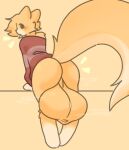 2024 alex_(horniicat) anthro balls big_balls bottomless bottomless_anthro bottomless_male brown_clothing brown_sweater brown_topwear butt cheek_tuft clothed clothing countershade_face countershade_tail countershading digital_media_(artwork) domestic_cat emanata facial_tuft feet felid feline felis fluffy fluffy_tail genitals gloves_(marking) hair hi_res horniicat huge_balls hyper hyper_balls hyper_genitalia leg_markings looking_at_viewer looking_back looking_back_at_viewer male male_anthro mammal markings mouth_closed orange_balls orange_butt orange_ears orange_hair orange_tail orange_tuft pattern_clothing pattern_sweater pattern_topwear simple_background socks_(marking) solo striped_clothing striped_sweater striped_topwear stripes sweater sweater_only tail tan_background tan_body tan_countershading tan_feet tan_hands topwear topwear_only tuft