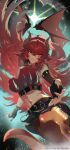  1girl absurdres belt black_belt black_collar black_gloves black_nails black_skirt breasts brown_pantyhose closed_mouth collar dragon_girl dragon_horns dragon_tail dragon_wings fingerless_gloves gloves highres horns indie_virtual_youtuber large_breasts long_hair looking_at_viewer nail_polish pantyhose red_hair red_tube_top seafood_tarako sidelocks skirt smile spiked_collar spikes strapless tail torn_clothes torn_pantyhose tube_top virtual_youtuber wings yellow_eyes zentreya zentreya_(dragon) zentreya_(dragon)_(1st_costume) 