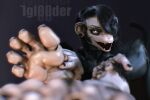 3d_(artwork) 5_toes absurd_res anthro black_body black_fur blender_(artwork) digital_media_(artwork) feet female first_person_view foot_focus fur haplorhine hi_res humanoid_feet iglooder looking_at_viewer mammal micro monkey plantigrade primate simple_background soles solo toes