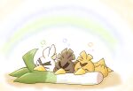  beak bird blush bubble closed_eyes commentary_request evolutionary_line farfetch&#039;d galarian_farfetch&#039;d lying no_humans on_stomach pokemon pokemon_(creature) shuri_(syurigame) sirfetch&#039;d sleeping spring_onion 