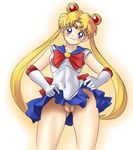  bishoujo_senshi_sailor_moon blonde_hair blue_eyes blush gloves no_panties pussy sailor_moon skirt skirt_lift tsukino_usagi uncensored utilizator 