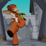  2019 3d_(artwork) anthro bottomless butt butt_pose cervid clothed clothing digital_media_(artwork) doublestuffed dress elora faun green_eyes hair half_naked hooves looking_at_viewer looking_back mammal rear_view short_hair smile solo spyro_the_dragon standing video_games 
