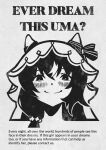  1girl animal_ears commentary_request creepypasta english_text highres horse_ears horse_girl multicolored_hair shironism smile solo still_in_love_(umamusume) streaked_hair this_man umamusume upper_body veil white_background 