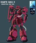  character_name english_commentary english_text gundam machinery mecha mecha_focus mobile_suit mobile_suit_gundam no_humans original pravin_rao_santheran radio_antenna robot science_fiction shield zaku_ii zaku_ii_s_char_custom zeon 