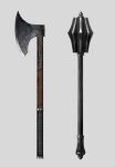  absurdres axe commentary_request grey_background highres mace no_humans original simple_background sollies still_life weapon weapon_focus 
