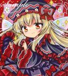  1girl black_dress black_hat blonde_hair closed_mouth dress flower hat lily_black lily_white long_hair long_sleeves marker_(medium) orange_eyes red_trim rui_(sugar3) sample_watermark smile solo sparkle touhou traditional_media upper_body watermark white_flower wide_sleeves 