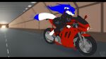 anthro biped bottomwear breasts canid canine clothed clothing digital_media_(artwork) female fox fur hair hi_res mammal marvelous_managerie motorcycle simple_background smile solo speed_lines tail topwear tunnel vehicle