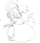 anthro bodily_noises cici_(heyitsein) diaper diaper_use feces female generation_4_pokemon hi_res monochrome nintendo piplup pokemon pokemon_(species) pooping red_and_white sketch smug_prince soiling solo stink_fumes