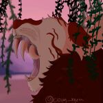 1:1 anthro aziza_(cloudy_hyena) brown_body brown_fur cloudy_hyena fangs female fur hi_res large_fangs multicolored_body multicolored_fur open_mouth solo splynter teeth teeth_showing tongue