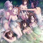  6+girls animal_ears bare_shoulders barefoot breasts brown_hair closed_eyes dream_journey_(umamusume) fenomeno_(umamusume) gold_ship_(umamusume) hair_between_eyes hands_on_another&#039;s_shoulders highres horse_ears horse_girl horse_tail large_breasts long_hair looking_at_another lucky_lilac_(umamusume) medium_breasts medium_hair multicolored_hair multiple_girls nakayama_festa_(umamusume) naked_towel onsen orange_hair orfevre_(umamusume) outdoors ponytail purple_eyes purple_hair short_hair small_breasts stay_gold_(umamusume) stay_gold_clan_(umamusume) steam tail towel towel_on_head two-tone_hair umamusume watermark white_hair yue_(lov_n_n) 