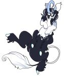 alpha_channel black_body black_fur blue_body blue_fur cloudy_hyena cupid_(cloudy_hyena) fur hair hi_res long_hair male multicolored_body multicolored_fur paws solo splynter tail taur white_body white_fur