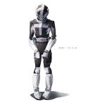  1boy black_bodysuit black_helmet bodysuit den-o_belt full_body helmet highres kamen_rider kamen_rider_den-o kamen_rider_den-o_(plat_form) kamen_rider_den-o_(series) penpenhuihui simple_background solo tokusatsu white_background 