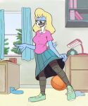 2025 5_fingers anthro avian ball basketball_(ball) beak big_breasts biped bird black_beak blonde_hair blue_body blue_bottomwear blue_clothing blue_curtains blue_feathers blue_footwear blue_jay blue_skirt blue_socks book bottomwear breasts cartoon_network clothed clothed_anthro clothed_female clothing clothing_lift collared_shirt corvid curtains day discarded_clothing dresser drockdraw eyelashes feathers female female_anthro fingers footwear front_view full-length_portrait fully_clothed fully_clothed_anthro fully_clothed_female furniture furniture_lamp green_clothing green_eyes green_footwear green_shoes grey_beak grey_scutes grin hair half-closed_eyes hilary_(regular_show) humanoid_hands inside jay_(bird) long_hair looking_down multicolored_beak multicolored_body multicolored_clothing multicolored_feathers multicolored_footwear multicolored_shoes narrowed_eyes new_world_jay non-mammal_breasts oscine passerine pink_clothing pink_shirt pink_topwear plant plantigrade polo_shirt portrait pupils regular_show scuted_legs scutes shelf shirt shoes skirt skirt_lift smile sneakers socks solo standing tail tail_feathers topwear tree two_tone_beak two_tone_body two_tone_clothing two_tone_feathers two_tone_footwear two_tone_shoes white_body white_clothing white_feathers white_footwear white_shoes window