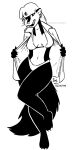 2025 anthro bikini black_and_white breasts clothed clothed_female clothing ear_piercing ear_ring female flashing fur hair hi_res kelly_o&#039;dor mammal mephitid midriff monochrome navel piercing ring_piercing skunk solo swimwear tail tegerio two-piece_swimsuit whiskers zandar&#039;s_saga