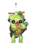  amakara000 blush_stickers carrying closed_eyes evolutionary_line fangs grookey no_humans open_mouth pokemon pokemon_(creature) simple_background standing thwackey toes tongue translated white_background 