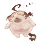  ahoge animalization baby_animal blonde_hair brown_hair closed_eyes closed_mouth dog gigi_murin highres hololive hololive_english jessciaronie puppy simple_background sleeping virtual_youtuber white_background zzz 