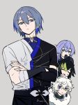  >:( 4boys attsei black_arm_warmers black_hair black_pants black_shirt blue_hair can't_be_this_cute closed_eyes colored_inner_hair commentary_request covering_own_mouth crossed_arms dytica_(nijisanji) frown green_eyes green_hair grey_background grey_eyes heterochromia highres hoshirube_sho inami_rai koyanagi_rou long_hair looking_at_another looking_at_viewer makaino_ririmu male_focus multicolored_hair multiple_boys nijisanji ore_no_imouto_ga_konna_ni_kawaii_wake_ga_nai pants parody purple_eyes purple_hair shirt short_hair simple_background sweatdrop title_parody two-tone_shirt upper_body v-shaped_eyebrows virtual_youtuber white_hair white_shirt 