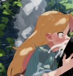  1boy 1girl absurdres aqua_jacket blonde_hair blush colored_inner_hair commentary_request cum cum_in_mouth cum_overflow deepthroat fellatio green_eyes heart heart-shaped_pupils hetero highres jacket long_hair mizumizuni multicolored_hair open_mouth oral outdoors pink_hair ruri_no_houseki short_sleeves solo_focus sweat symbol-shaped_pupils tanigawa_ruri tears two-tone_hair 