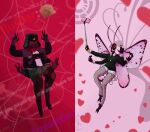 anthro anthrofied anthrofied_female anthrofied_male arachnid araneomorph arthropod black_widow_spider butterfly cassidy_amber_(project:_eden's_garden) chazster clothing controller electronics female game_controller gesture glorp_(meme) hand_gesture insect jewelry kai_monteago_(project:_eden's_garden) lepidopteran male multi_arm multi_limb necklace pattern_background phone project:_eden's_garden ring russian_hat selfie_stick shirt simple_background spider spider_web stream_chat theridiid topwear v_sign widow_spider wings