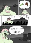 2025 4_horns anthro big_breasts black_and_white black_spots bodily_fluids bovid breasts caprine chemical_plant city city_background city_destruction colored_saliva comic destruction dialogue digital_media_(artwork) english_text fingers food fur green_body green_fur green_saliva ham ham_(food) hi_res hooved_fingers hooves horn huge_breasts hungry kaiju living_lupis macro male mammal meat monochrome monster multi_horn nude_anthro nude_male obese obese_anthro obese_male overweight overweight_anthro overweight_male pink_body pink_fur pink_wool pork power_plant radioactive rampage saliva sharp_teeth shawn_(living_lupis) sheep solo speech_bubble spiked_tail spikes spikes_(anatomy) spots stick tail teeth text thought thought_bubble thoughts towering unusual_bodily_fluids unusual_saliva wool_(fur) wool_hair