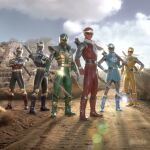  1girl 5boys blue_bodysuit blue_boots blue_helmet blue_sky blue_wind_ranger bodysuit boots character_request check_copyright clothes_theft cloud cloudy_sky combat_helmet commentary copyright_request crimson_thunder_ranger crossed_arms english_commentary full_body gloves golden_arms green_bodysuit green_helmet green_samurai_ranger group_pose helmet holding holding_sword holding_weapon hurricane_blue hurricane_red hurricane_yellow kabuto_raiger katana mountain multiple_boys navy_thunder_ranger ninja ninpuu_sentai_hurricanger power_rangers power_rangers_ninja_storm red_bodysuit red_helmet red_wind_ranger scarf shurikenger_(ninpuu_sentai_hurricanger) sky super_sentai sword theft tokujay tokusatsu weapon white_scarf yellow_bodysuit yellow_helmet yellow_wind_ranger 