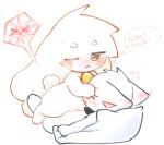 2025 anthro bell bell_collar blush blush_lines bodily_fluids breath brown_eyes chibi circle_eyebrows collar colored confusion covering covering_eyes covering_face dialogue digital_drawing_(artwork) digital_media_(artwork) duo english_text eyebrows eyes_closed felid feline female female_on_top fur genital_fluids genitals heart_symbol impregnation kirichiiii lagomorph leporid lying male mammal on_back on_pillow on_top one_eye_closed ovum ovum_penetration ovum_with_heart penetration pillow pink_text pink_text_box question_mark rabbit sex speech_bubble sperm_cell tail text vaginal vaginal_fluids vaginal_penetration vulva white_body white_ears white_fur