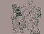 2025 afrosoricid anthro belly belly_overhang big_belly biped blush blush_lines breasts cellulite clothed clothing compliment crop_top digital_media_(artwork) duo ear_piercing eulipotyphlan fat_arms female flustered footwear gloves hair hand_on_own_belly handwear hedgehog idw_publishing kirbchub looking_at_another looking_at_partner looking_away love_handles male male/female mammal medium_breasts mirror monochrome navel overweight overweight_anthro overweight_female panties pantsless pear-shaped_figure piercing romantic romantic_couple scut_tail sega sharp_teeth shirt short_tail shy simple_background sketch socks sonic_the_hedgehog sonic_the_hedgehog_(comics) sonic_the_hedgehog_(idw) sonic_the_hedgehog_(series) speech_bubble standing stretch_marks surge_the_tenrec tail talking_to_another talking_to_partner teeth tenrec thanking thick_thighs tied_hair topwear underwear wardrobe_malfunction weight_conscious weight_difference weight_gain wide_hips