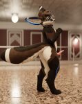 3d_(artwork) absurd_res anthro bioluminescence blender_(artwork) brown_body brown_fur butt cirvulp collar dalearts digital_media_(artwork) eyewear fur genitals glasses glowing hi_res inside lobby looking_at_viewer male penis pose presenting presenting_hindquarters presenting_penis solo standing tapering_penis touching_penis