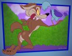2025 3_toes 4_fingers alternate_version_at_paywall anthro arm_tuft athletic avian back_tuft being_watched belly bent_down bent_legs big_butt biped bird black_eyes black_nose black_toe_claws brown_body brown_fur bubble_butt butt canid canine canis casual_nudity chest_tuft claws cloud cloudy_sky colored coyote cuculiform digital_drawing_(artwork) digital_media_(artwork) duo ears_back eyebrows feathered_wings feathers feet fingers flat_colors fur gavanzude glistening glistening_butt greater_roadrunner head_feathers head_tuft hi_res hiding hiding_behind_bush humanoid_feet humanoid_hands humanoid_heel hungry knee_tuft kneeling leg_tuft licking licking_lips licking_own_lips looking_at_another looney_tunes male mammal mischievous mischievous_smile multicolored_body multicolored_feathers multicolored_fur new_world_ground_cuckoo nude nudist orange_legs outdoor_nudity outside paws pinup pivoted_ears plant plantigrade pose purple_body purple_feathers purple_sky rear_view ribs road_runner_(looney_tunes) roadrunner shoulder_tuft shrub signature skinny sky small_waist sneaking soles spine spying tail tail_feathers tan_belly tan_body tan_eyebrows tan_fur toe_claws toes tongue tongue_out tuft two_tone_body two_tone_feathers two_tone_fur warner_brothers wasp_waist wide_hips wile_e._coyote wings yellow_sclera