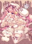  1girl :d animal_ears aran_sweater blush boots bow braid breasts brown_boots brown_bow brown_hat brown_skirt brown_sweater cable_knit claw_pose cleavage commentary_request fake_animal_ears fingernails fur-trimmed_boots fur-trimmed_headwear fur-trimmed_legwear fur-trimmed_skirt fur-trimmed_sweater fur-trimmed_thighhighs fur_trim hair_between_eyes hands_up hat lilia_chocolanne long_hair long_sleeves looking_at_viewer medium_breasts original pink_hair puffy_long_sleeves puffy_sleeves purple_eyes rabbit_ears ribbon-trimmed_headwear ribbon_trim skirt smile solo suzunone_rena sweater thighhighs twin_braids very_long_hair white_thighhighs 